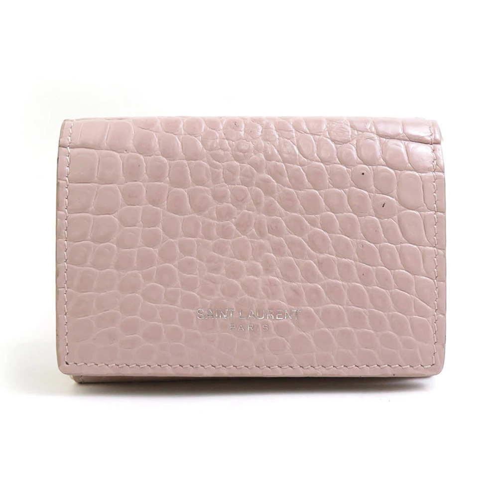 Saint Laurent trifold wallet embossed leather pink